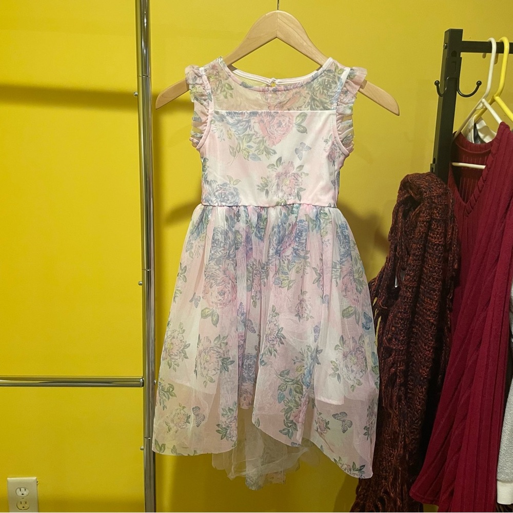 Zenzi Blue‎ and Pink Lace Neck Girls Sundress for a Formal Party 6/6X